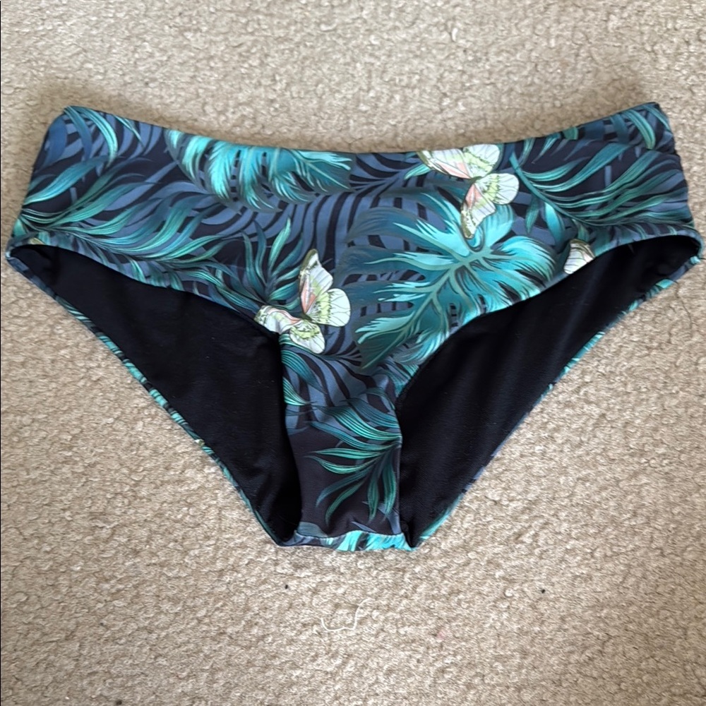 Tropical Leaf Print Bikini Bottom